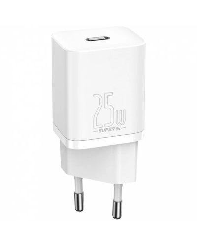 Baseus Super Si Quick Charger 1C 25W USB-C Adapter Kabel ilə Ağ