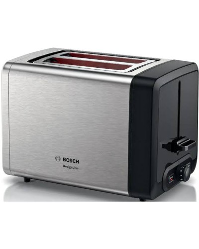 Bosch TAT4P420 DesignLine Toster 970W – 8 Qızartma Səviyyəsi, 2 Dilim, Metalik