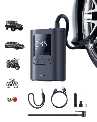 Avtomobil üçün mini kompressor Baseus GoTrip VA1 Super Mini Cordless Inflator 22-Cylinder 7500mAh USB-C Cosmic Black