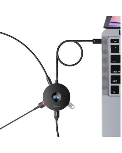 USB Hub Baseus Round Box USB 3.0 + 2×USB 2.0 1m Black CAHUB-U01
