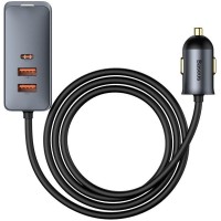 Avtomobil üçün şarj cihazı Baseus Multi-Port Car Charger 120W 2USB + 2Type-C Uzatma kabeli ilə CCBT-A0G