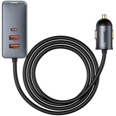 Avtomobil üçün şarj cihazı Baseus Multi-Port Car Charger 120W 2USB + 2Type-C Uzatma kabeli ilə CCBT-A0G