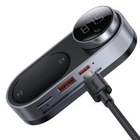 Baseus Solar FM Modulator Car Wireless MP3 Player Bluetooth 5.0 USB TF AUX Black CDMP000001