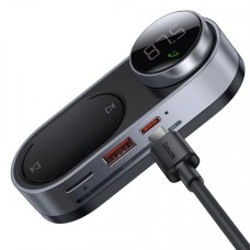 Baseus Solar FM Modulator Car Wireless MP3 Player Bluetooth 5.0 USB TF AUX Dəstəyi Black CDMP000001