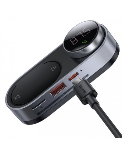 Baseus Solar FM Modulator Car Wireless MP3 Player Bluetooth 5.0 USB TF AUX Dəstəyi Black CDMP000001