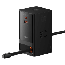Baseus PowerCombo Digital PowerStrip 65W USB Type-C + USB Type-A 1.5m Kabel ilə Çoxportlu Elektrik Paylayıcı Black PSLR000001