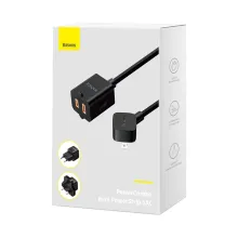 Baseus PowerCombo Mini PowerStrip 1AC 2500W 1.0m Kabel ilə Universal Çoxfunksiyalı Elektrik Rozetkası US/EU/UK Adapter