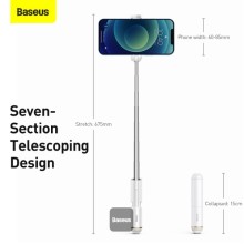 Selfie çubuğu Baseus Ultra Mini Bluetooth Folding Selfie Stick White Simsiz