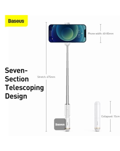 Selfie çubuğu Baseus Ultra Mini Bluetooth Folding Selfie Stick White Simsiz