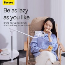 Telefon tutacağı Baseus 360 Rotating Flexible Long Arm Lazy Phone Holder Desktop Bed Tablet Clip Black