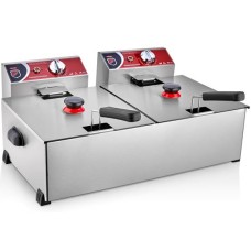 Silverinox Elektrik Fritöz 8+8 Litr – İkili Qazan, Paslanmayan Polad