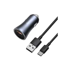 Avtomobil şarj cihazı Baseus Golden Contactor Pro Dual USB + USB-C TZCCJD-A0G Black