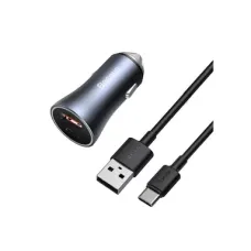 Avtomobil şarj cihazı Baseus Golden Contactor Pro Dual USB + USB-C TZCCJD-A0G Black