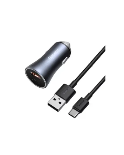 Avtomobil şarj cihazı Baseus Golden Contactor Pro Dual USB + USB-C TZCCJD-A0G Black