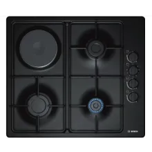 BOSCH PBY6C6B62O Bişirmə Paneli – 3 Qaz + 1 Elektrik, Qara Rəng