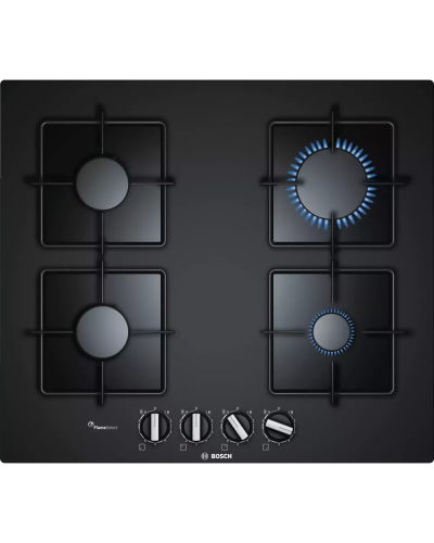 Bosch PPP6A6B10 Qaz Plitə – 4 Zona, Temperli Şüşə Səth