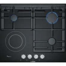 Bosch PRY6A6B70Q Kombinləşdirilmiş Plitə – 4 Zona, Qaz + Elektrik, Şüşə-Keramika