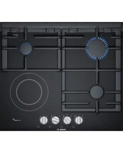 Bosch PRY6A6B70Q Kombinləşdirilmiş Plitə – 4 Zona, Qaz + Elektrik, Şüşə-Keramika