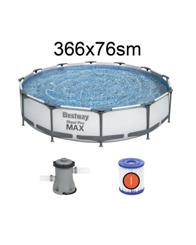 Peşəkar Bestway 56416 Steel Pro MAX Hovuz Dəsti (366x76 sm) Rəqəmsal Karkas Stabilliyi