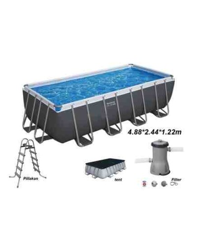 Peşəkar Bestway 56670 Power Steel Hovuz Dəsti (488x244x122 sm) Rəqəmsal Konstruksiya Stabilliyi