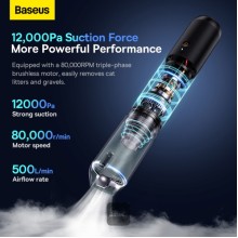 Baseus A3 Lite 3-in-1 Avtomobil Tozsoranı Mini Hava Üfürücü və Nasoslu 12000Pa Qara