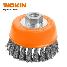 WOKIN Endüstriyel Çanak Tip Buruqlu Tel Fırça 125 mm