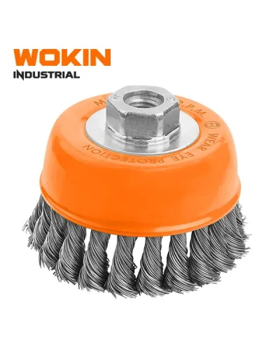 WOKIN Endüstriyel Çanak Tip Buruqlu Tel Fırça 125 mm