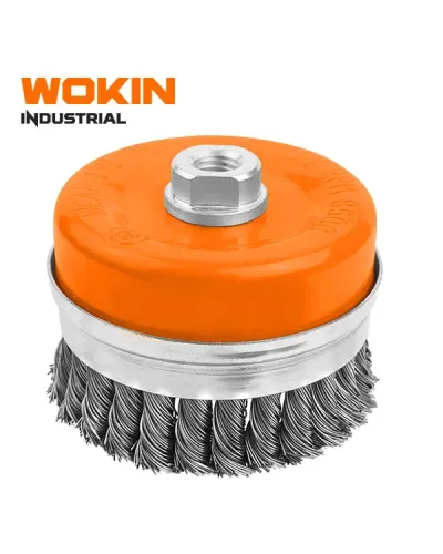 WOKIN Endüstriyel Çanak Bürgülü Tel Fırça 75 mm (Cup Wire Brush M14)