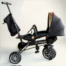 Детский трехколесный велосипед | 2-в-1 черный детский велосипед