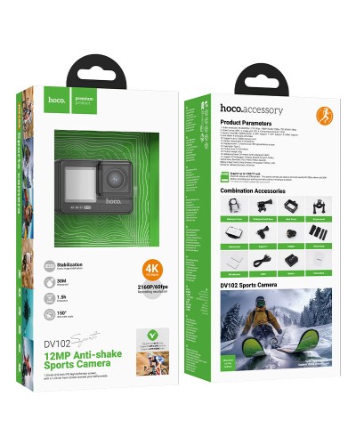 Hoco dv 102 4K Action Kamera 12MP Sony Sensor, WiFi, 150° Geniş Bucaq, Suya Davamlı 30m