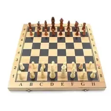 Sulida 3-ü 1-də Şahmat, Dama və Nərd Dəsti – Taxta Oyun Seti 40x40 sm