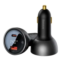 Baseus Digital Display PD3.1 140W Avtomobil Şarj Cihazı U+C CGZX070001 Qara (240W USB-C Kabel daxil)