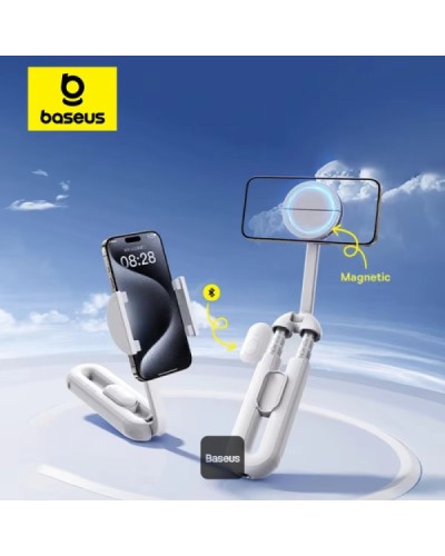 Селфи палка Baseus TechShot с магнитным и зажимным креплением штатив Bluetooth Белый