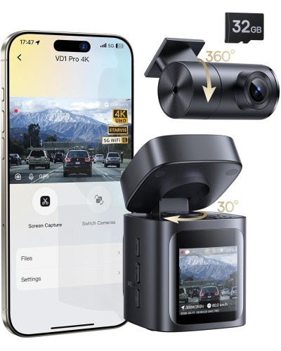 Baseus VD1 Pro 4K Ön və Arxa Avtomobil Videoregistratoru Qara