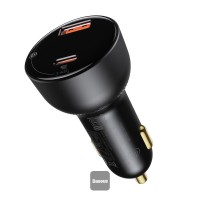 Автомобильное зарядное устройство Baseus 100W Dual Port USB-C + USB-A, черное