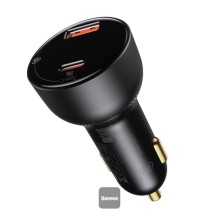 Baseus 100W Dual Port Car Charger USB-A + Type-C Avtomobil Şarj Cihazı Qara