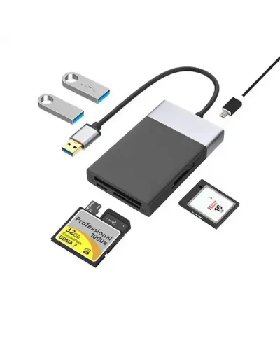 6-in-1 Kart Oxuyucu + USB Çoxaldıcı Hub (USB 3.0, SD, CF, XQD)