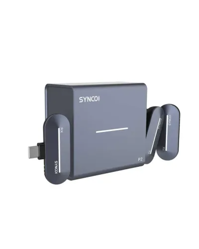 SYNCO P2S T Simsiz Yaxa Mikrofon Sistemi (2 Nəfərlik, Power Bank Keys ilə)