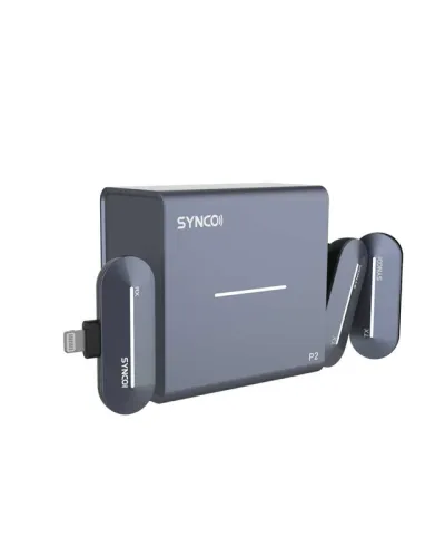 SYNCO P2S L Simsiz Yaxa Mikrofon Sistemi (iPhone üçün, 2 Nəfərlik, Power Bank Keys ilə)