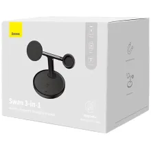 Simsiz şarj cihazı Baseus Wireless Magnetic Charger 3-in-1 Universal Version WXTE000101 Qara