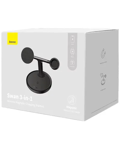 Simsiz şarj cihazı Baseus Wireless Magnetic Charger 3-in-1 Universal Version WXTE000101 Qara