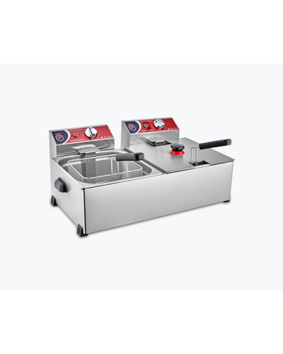 Elektrik Fritöz – 8+8 Litr, İkili Qazan, Paslanmayan Polad