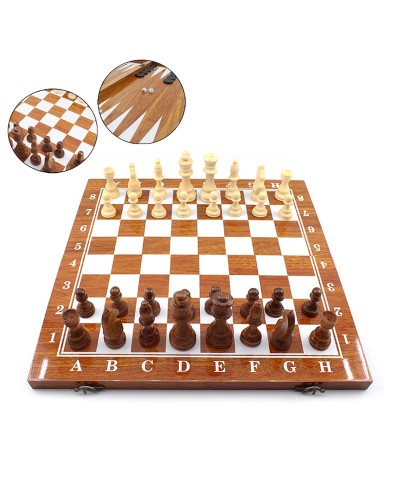 3-ü 1-də Şahmat, Dama və Nərd Dəsti – Taxta Masaüstü Oyun (40x40 sm)