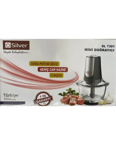 Silver SL-7301 Mətbəx Doğrayıcısı – 2 Sürətli Elektrik Doğrayıcı