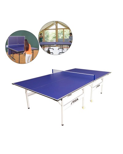 STIGA Stolüstü Tennis Masası – Qatlanan, Tənzimlənən Ayaqlar, MDF 15 mm