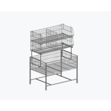 Витринный стенд с металлическими корзинами – Для магазинов и супермаркетов