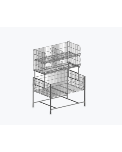 Витринный стенд с металлическими корзинами – Для магазинов и супермаркетов