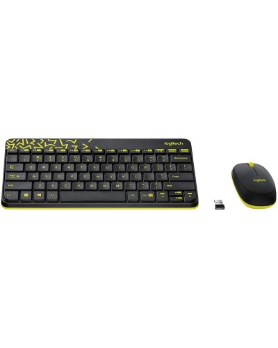Klaviatura Mouse Logitech Wireless Combo MK240 Nano Russian Layout – Black/Chartreuse