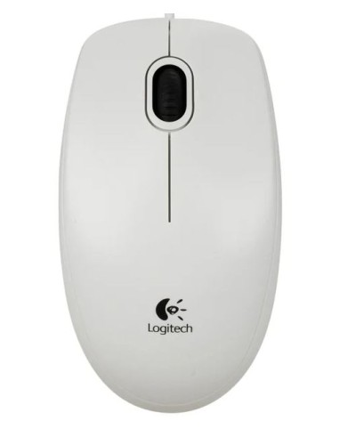 LOGITECH Corded Mouse B100 – USB Naqilli Ofis Siçanı (White)