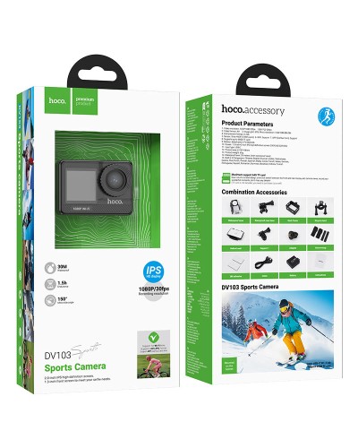 HOCO DV103 1080P Action Kamera 1MP WiFi 150° Dual Ekran 30m Suya Davamlı
